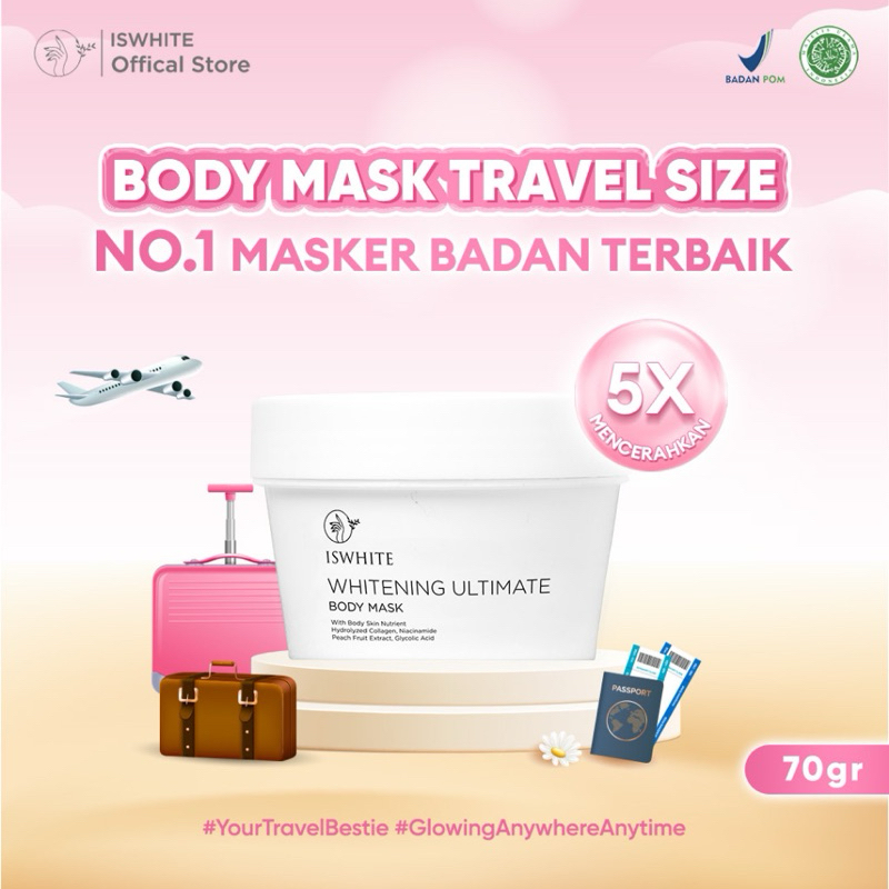 [READY] ISWHITE Body Mask Travel Size 70gr Pencerah Tubuh Body Mask Mini Size