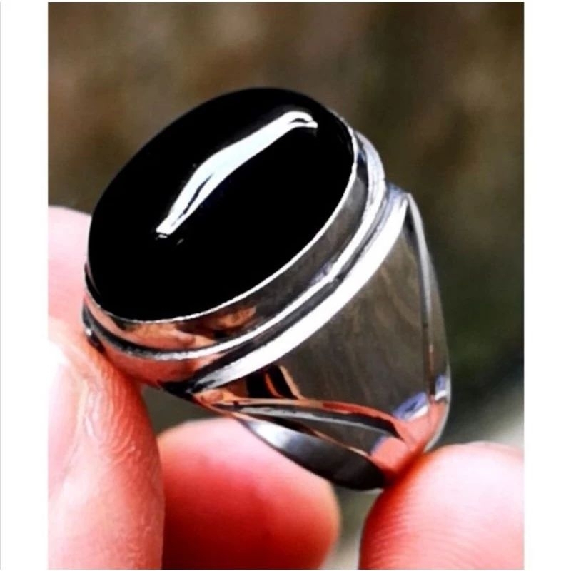 COD Cincin Akik Batu Kecubung Wulung Tembus Kristal