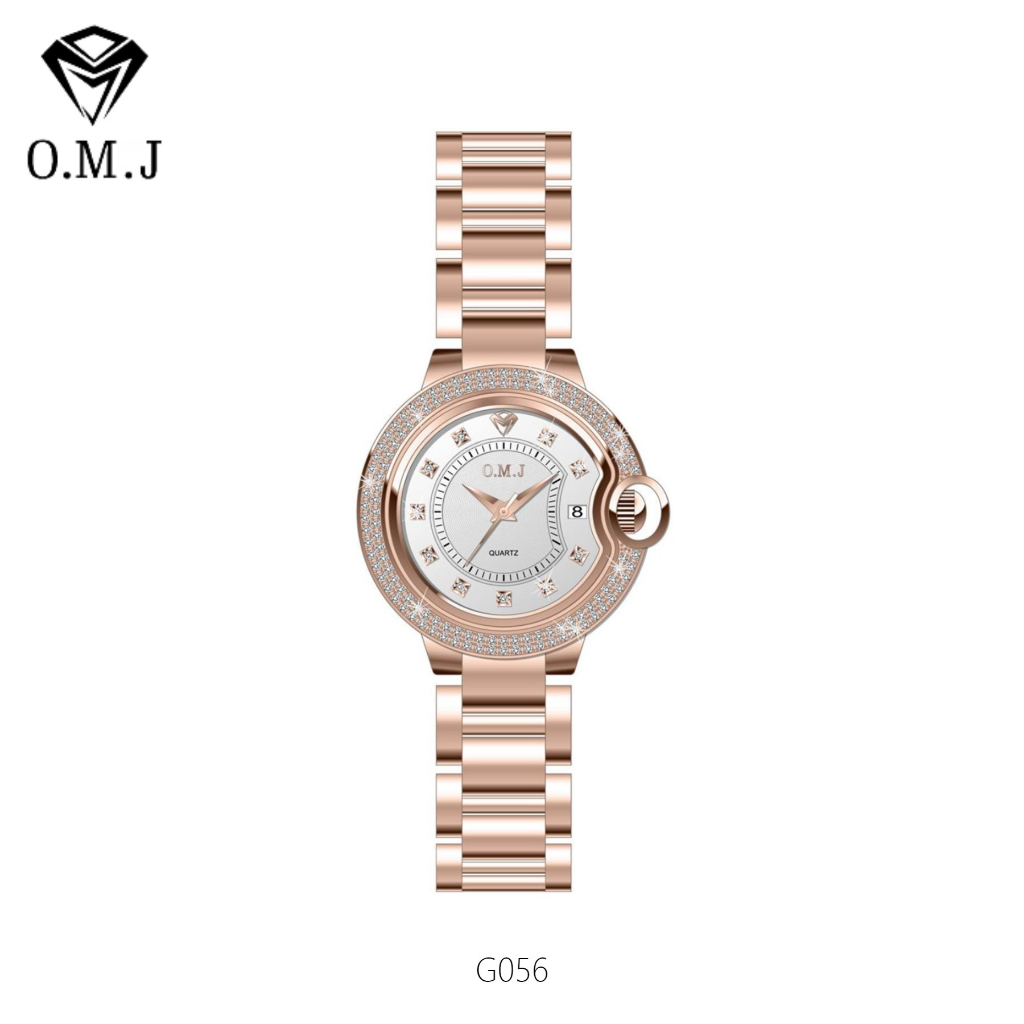 OMJ Watch G056 Jam Tangan Wanita Original Terbaru 3ATM Anti Air Fashion Simple Santai Elegant Luxury