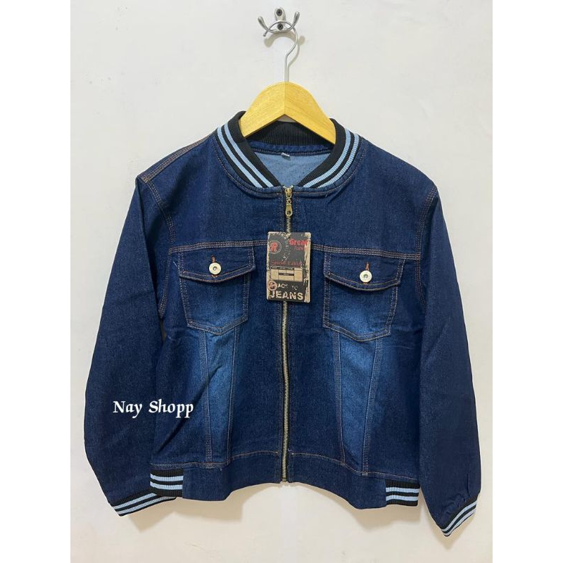 Jaket Jeans Wanita Jaket Wanita Motif List Putih Jumbo Premium Jeans Quality Jaket Levis Jumbo Wanit