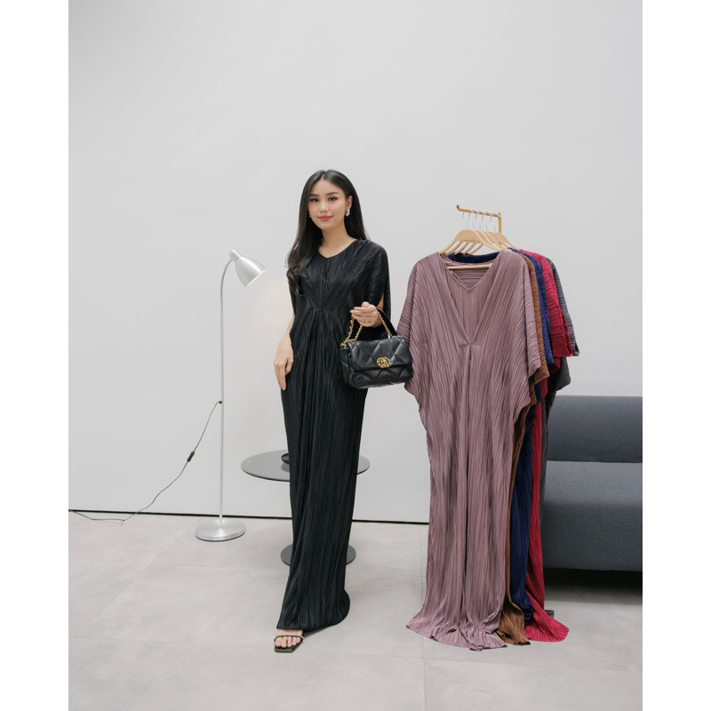 KAFTAN WANITA | ALMEERA KAFTAN SILKY PLEATS | DRESS INARA RUSLI