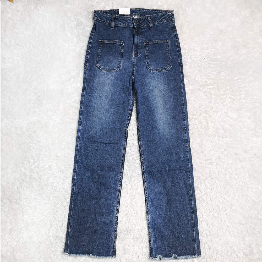 Cargo Panjang Wanita Celana Kargo Jeans Loose Fit Premium Biru Tua ZR