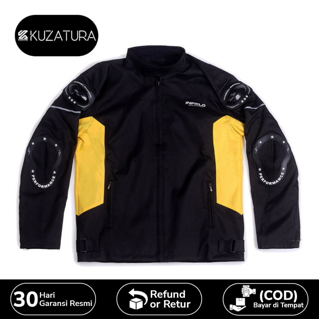 Jaket Motor Pria Touring Racing Riding Anti Angin Air Waterproof Protector Original Hitam Kuning IFS