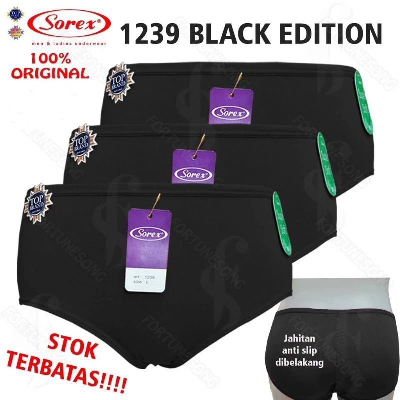 Celana Dalam CD Sorex 1239 Super Soft M-QL - Bisa Pilih Warna Hitam