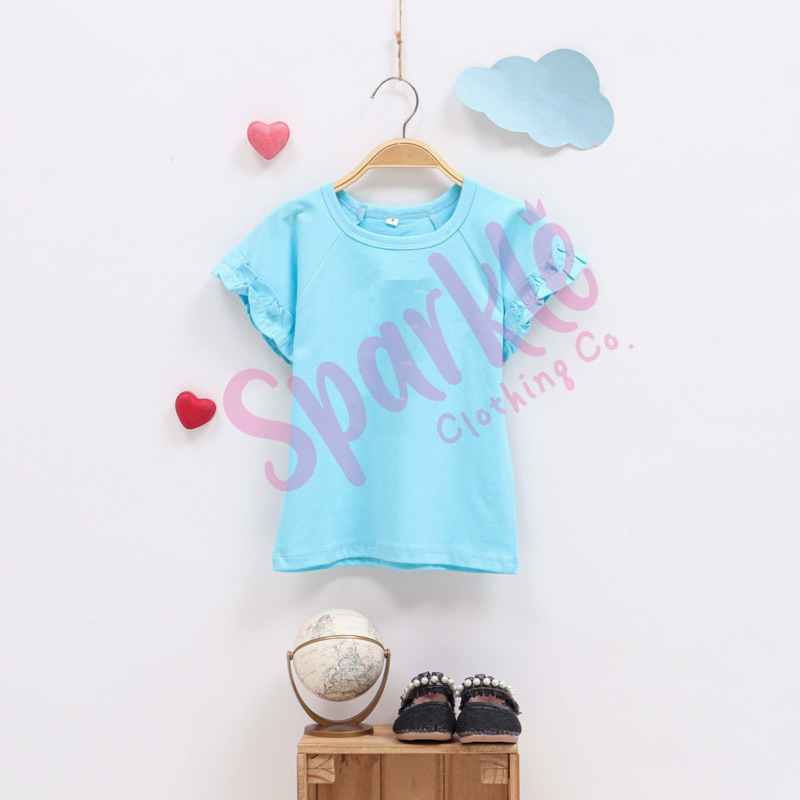 KAOS ATASAN ANAK PEREMPUAN | Kaos Anak Perempuan Summer Shirt - Biru Hello Summer Pantai | Kaos Anak