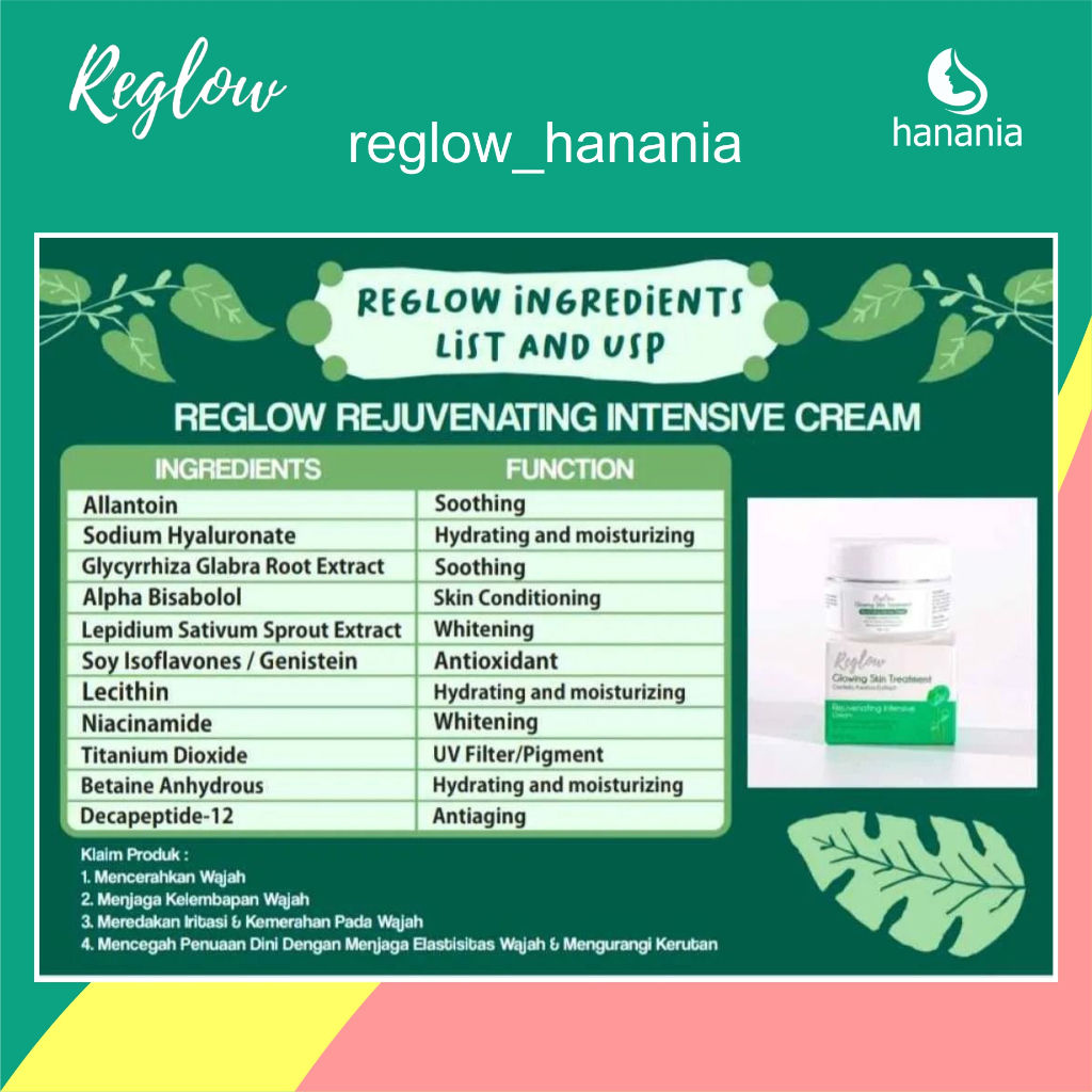 REGLOW SERIES Cream Penghilang Flek Jerawat Glowing skin Treatment Original BPOM - RE GLOW