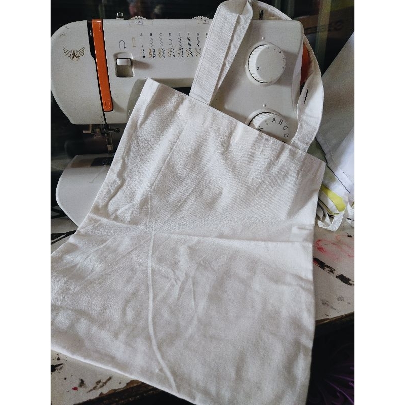 tas kanvas belacu putih polos dengan resliting tas lukis totebag