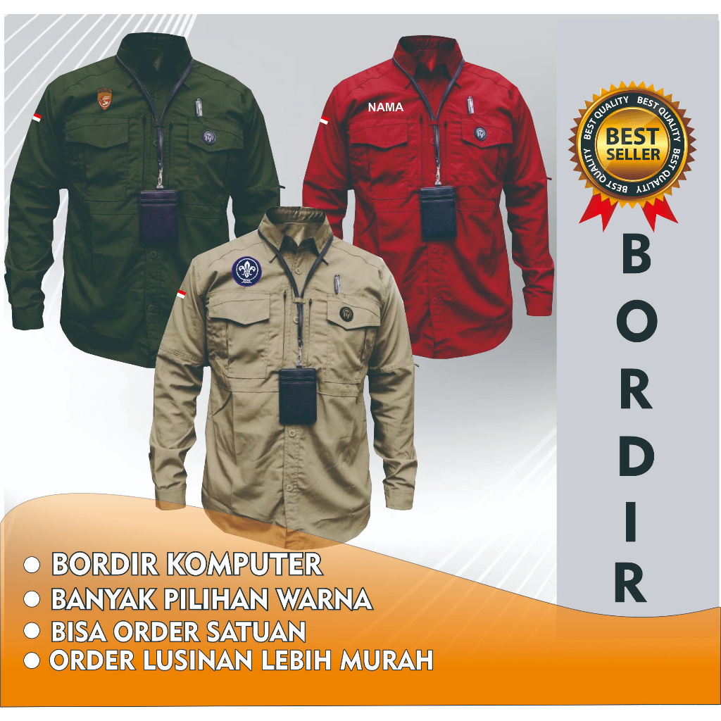 Custom Bordir Tactical Kemeja Custom Bordir Tactical Lapangan | Seragam l Satuan & Grosir Tactical L