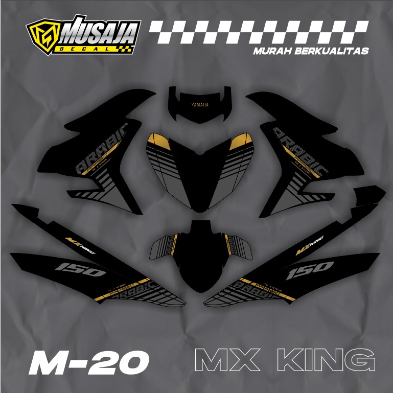 Decal Mx king Hitam Gold abu arabic Fullbody - dekal striping mx king full body