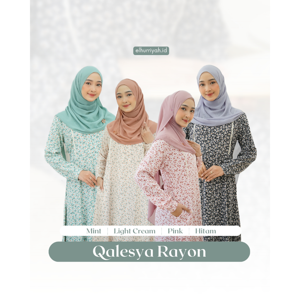 Elhurriyah Gamis QALESYA Dress Rayon Premium Korean Dress Vintage Outfit Gamis Adem Rumahan