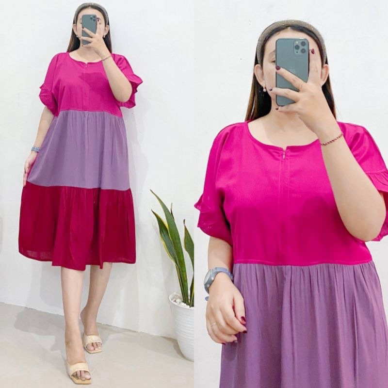 Daster Susun Pelangi/Daster Rayon Warna Warni