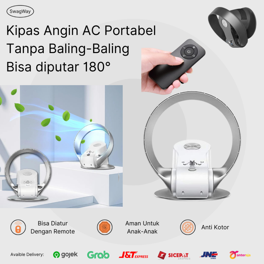 Kipas Angin Tanpa Baling- Baling Kipas Angin Bladeless Fan Portable Standing AC