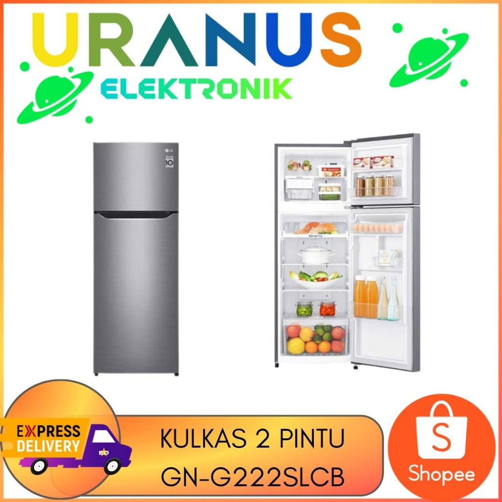 LG GN-G222SLCB Kulkas 2 Pintu 225L gross /209L net GNG222SLCB Inverter