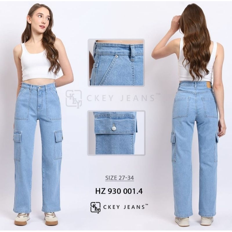 Etna - Kulot Loose Cargo Ckey Jeans Highwaist Premium Korea Style - Jeans strech Premium