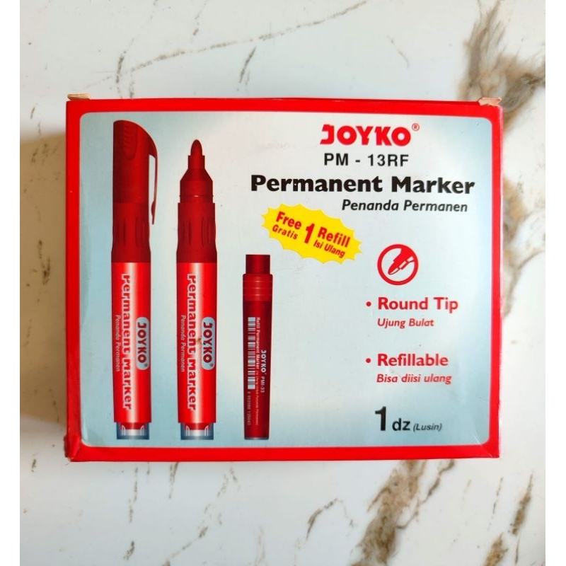 

Spidol Permanen Merah + Refil Joyko PM-13RF Permanent Marker