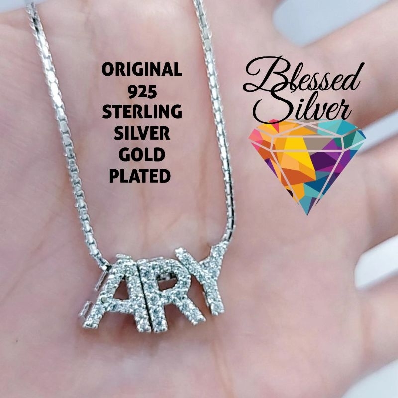 KALUNG PERAK ASLI 925 LAPIS EMAS MODEL ITALI SANTA LIONTIN NAMA