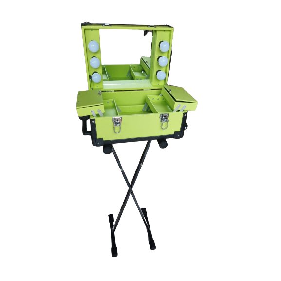 Paket Beautycase Reguler M lamp6 Simple /bohlam /led - Paket Stand Silang X - Koper rias pengantin -