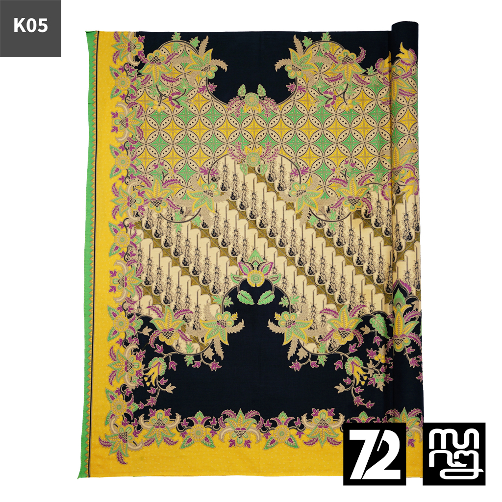 KAIN BATIK PREMIUM Bahan Katun Motif Parang Warna Kuning 721913 Cap 72 Jarik Jarit Samping Kebat Pan