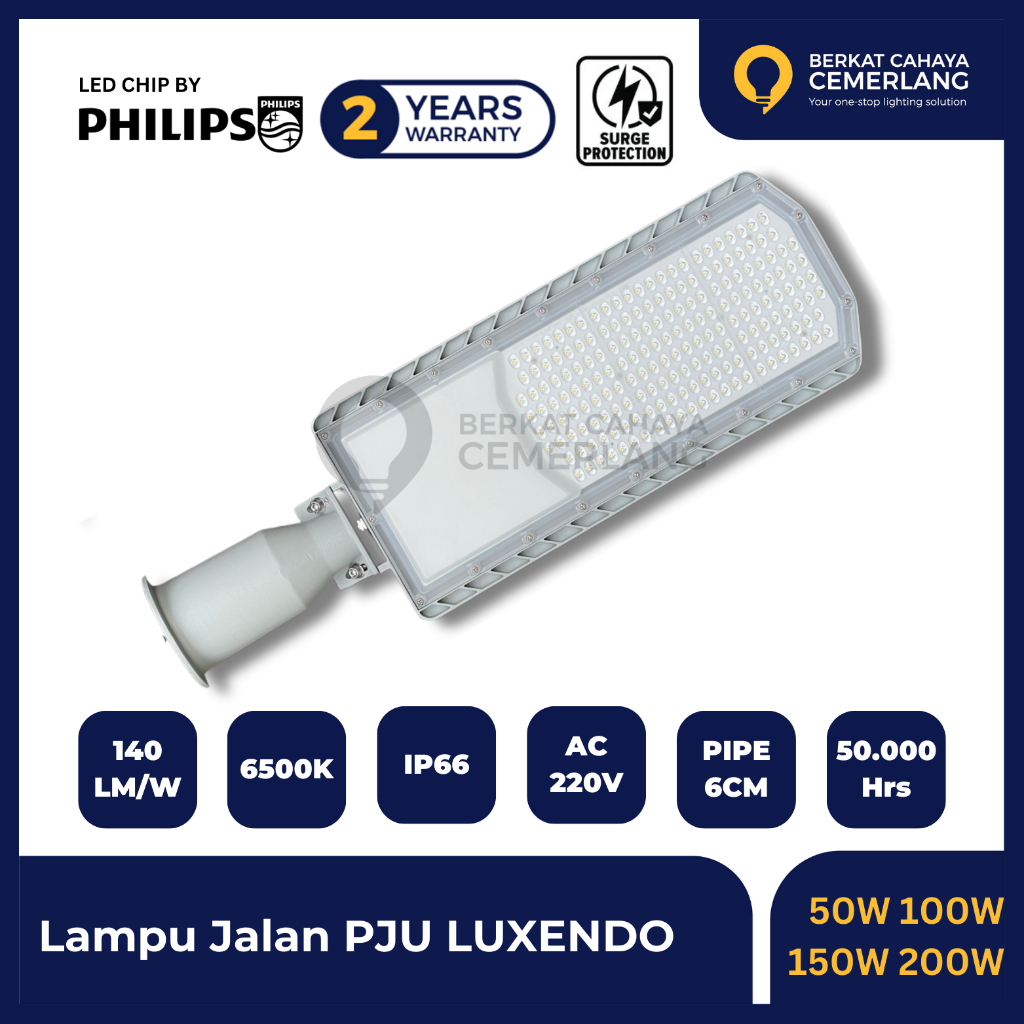 Lampu Jalan PJU LUXENDO Model PHILIPS BRP121 50W 100W 150W 200W PHILIPS LED