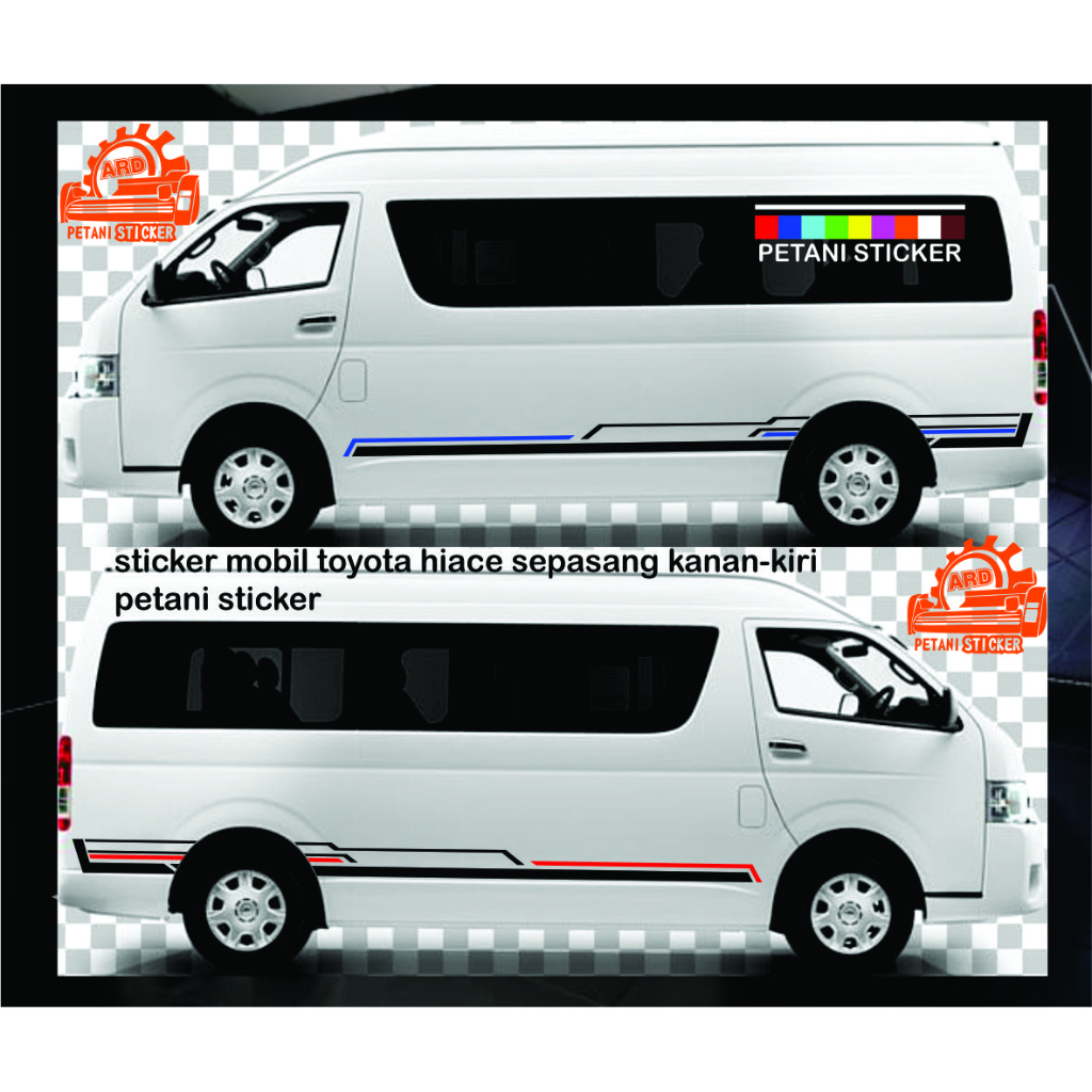 HIACE stiker mobil toyota hiace list body samping 2 warna cutting stiker