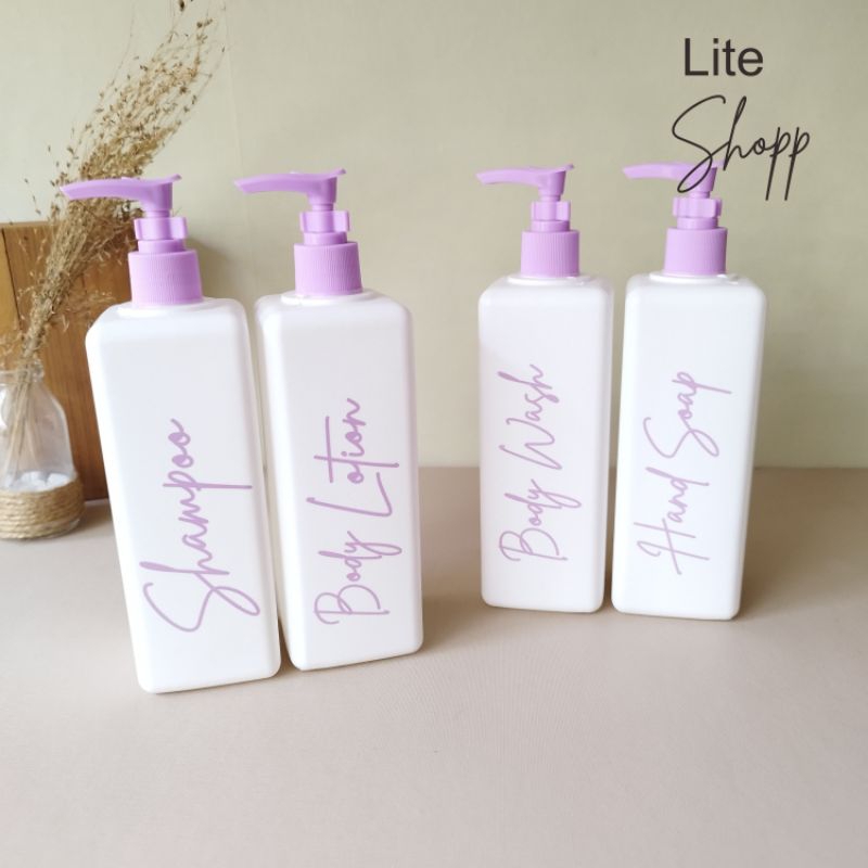 Botol Sabun cair Aesthetic 500ml PUTIH UNGU KT DOFF