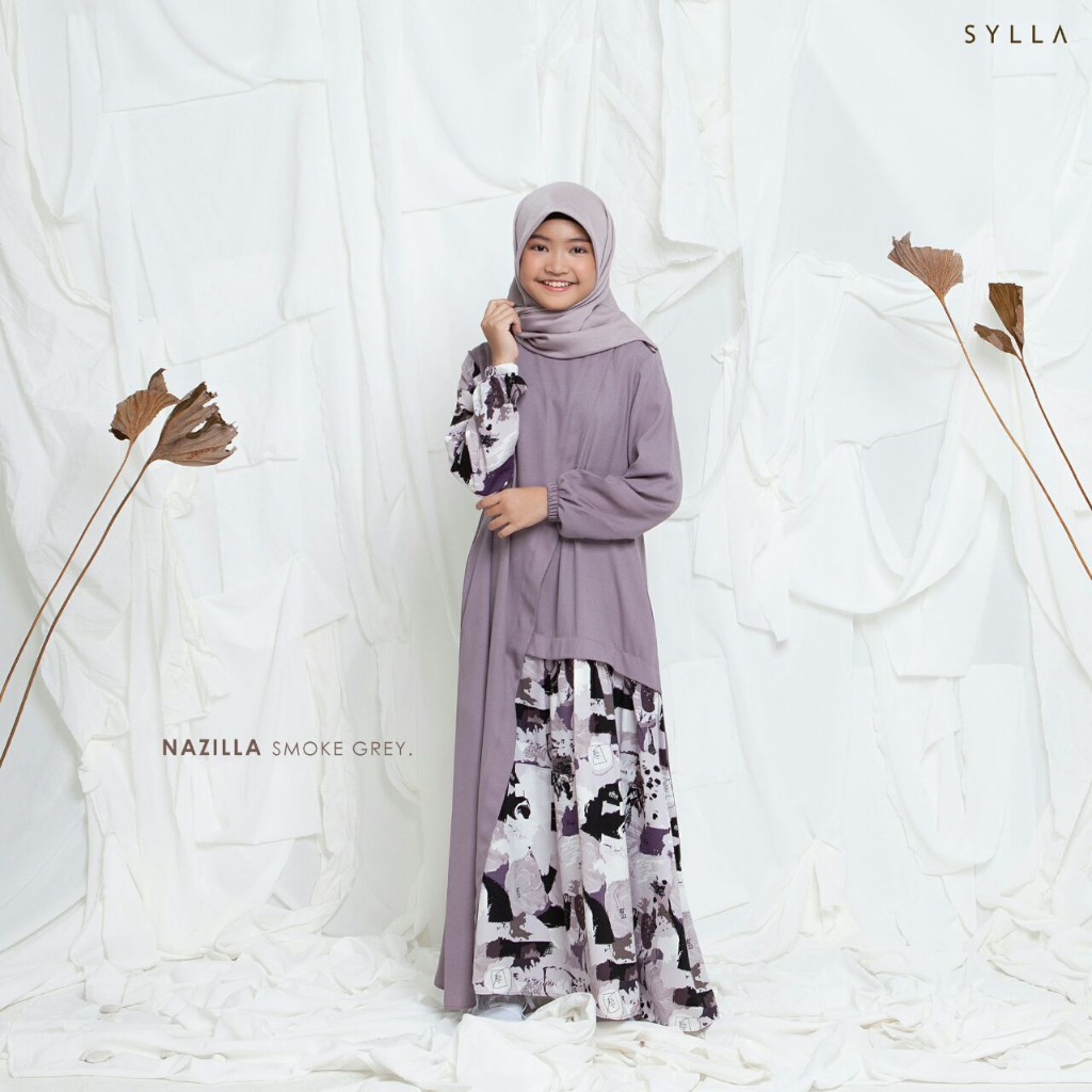 Baju Dress Anak Perempuan Gamis Muslim Premium Motif Bunga by Sylla Hijab