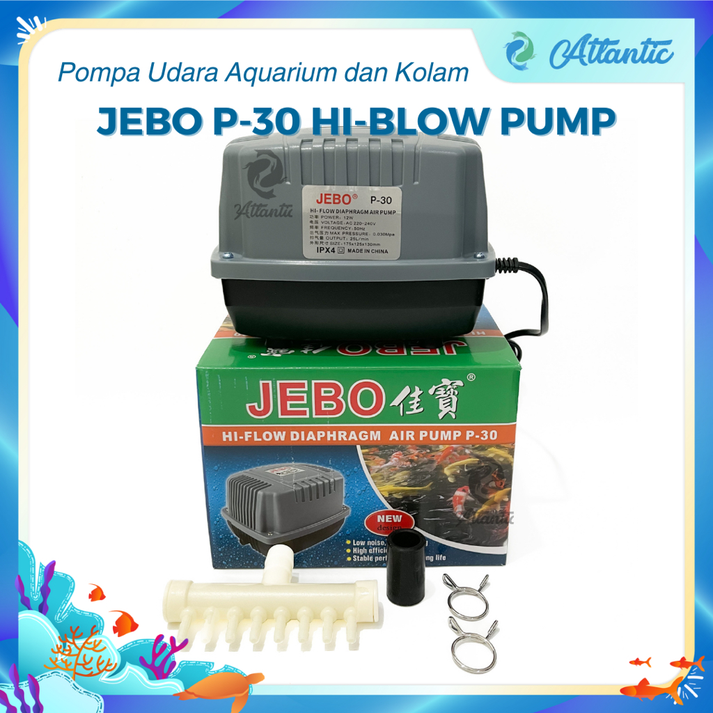 JEBO P30 P-30 P 30 Pompa Udara Oksigen Aerator Air Pump Airator Aquarium Kolam Ikan Akuarium