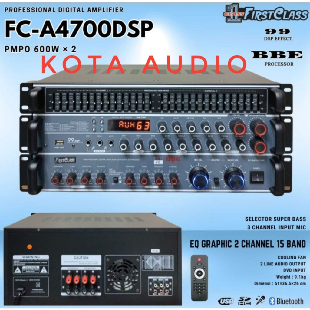 POWER MIXER FIRSTCLASS FCA 4700 DSP EFFECTS VOCAL 99 DSP DIGITAL BBE