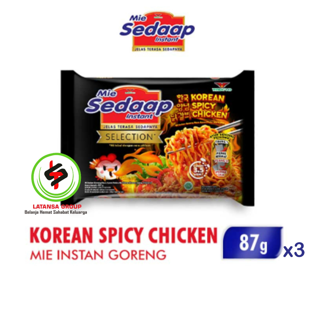 

Sedaap Mie Instant Goreng Selection Korean Spicy Chicken 87g X 3 PCs