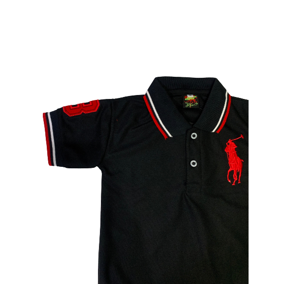 Baju Kaos Pollo Anak Tertbaru / Baju Kaos Kerah Anak Unisex Warna Hitam / Baju kaos Kerah anak