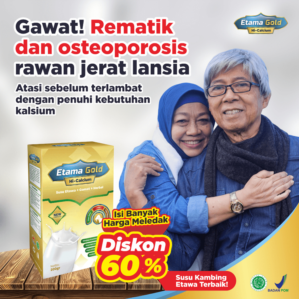 

Etamagold - Susu Kambing Etawa Asli Atasi Rematik dan Osteoporosis Halal dan BPOM