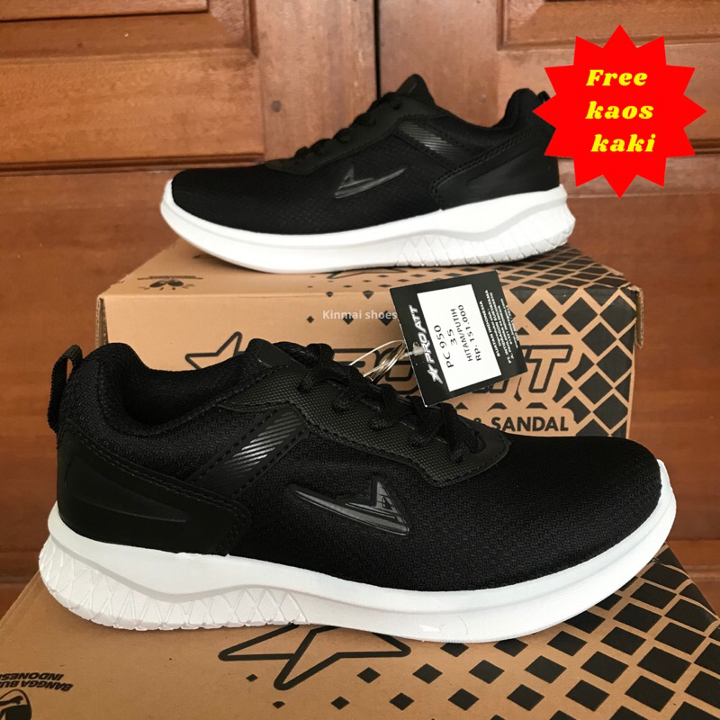 Sepatu Sneakers PRO ATT PC 950 Tali Size 35 36 37 38 39 40 41 42 43 44 Hitam Tali Sekolah Wanita Per