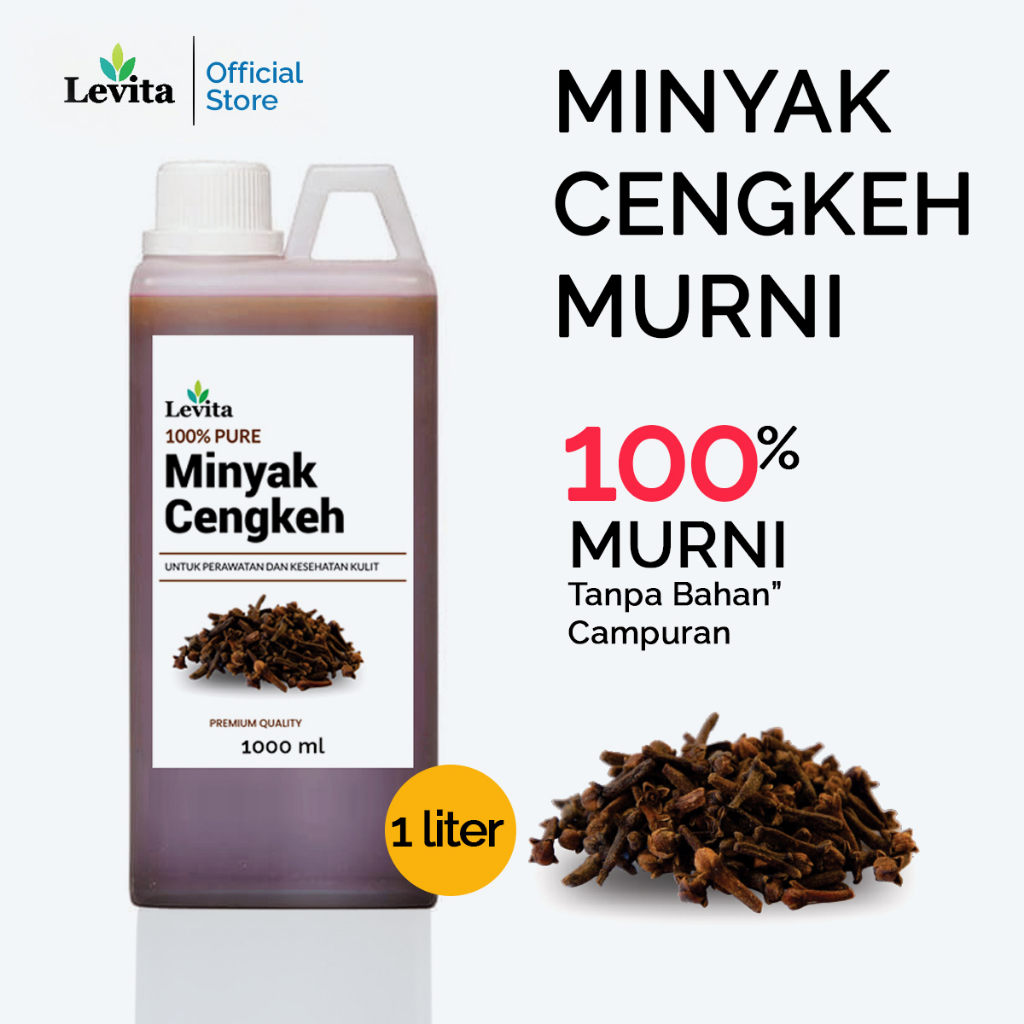 1 Liter Levita Minyak Cengkeh Murni Clove Oil Asli Tanpa Bahan Campuran