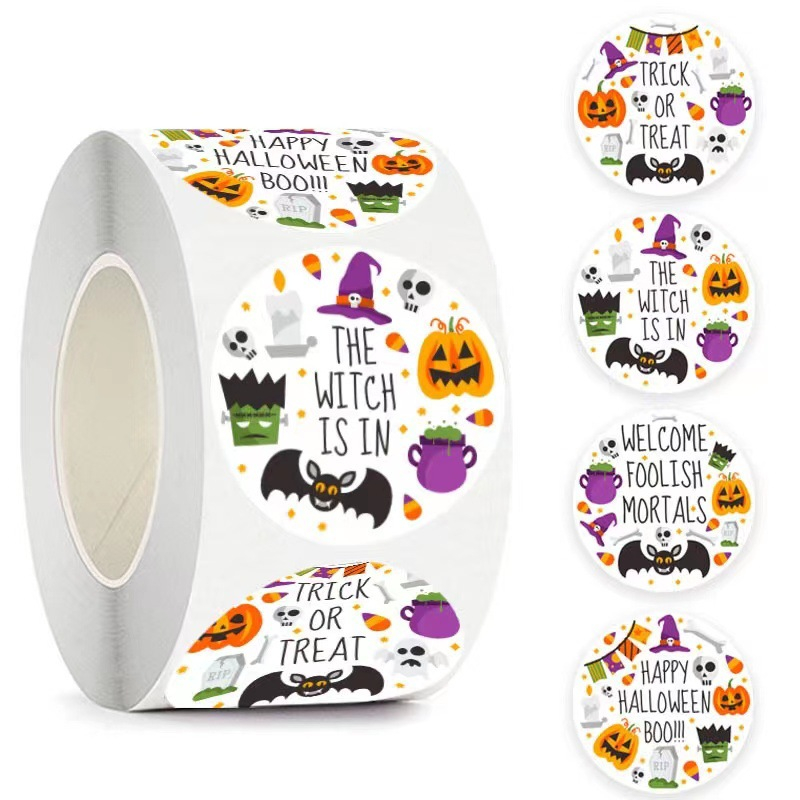 

50pcs Halloween Seal Sticker Thank You Sticker Stiker Terima Kasih Halloween untuk Online Shop Packing Label Sticker Packaging Seal Segel