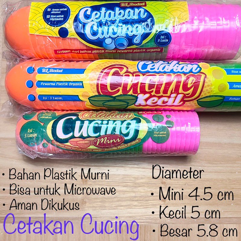 [Isi36] Cetakan Cucing Mini Kecil Besar Warna Warni Merah / Cetakan Kue Mangkok Mini Kecil Besar / C