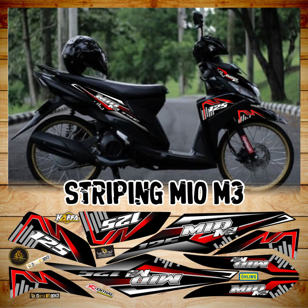 Stiker Mio M3/Z Decal Striping Mio M3/Z Premium Racing Stiker Polet Motif Merah