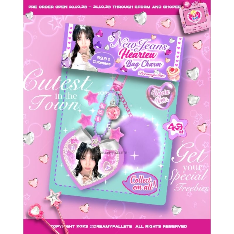 [READY] Keychain pompom Newjeans Hearteu Bagcharm keychain