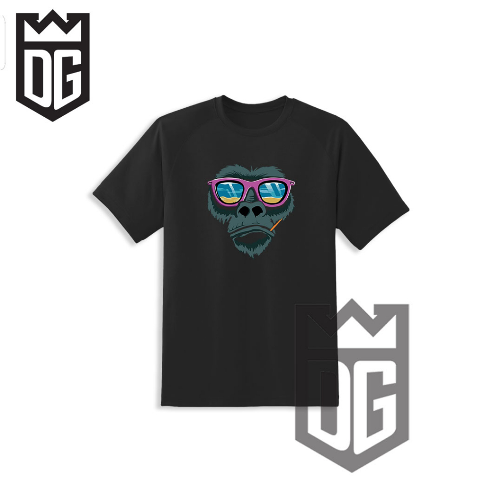 DG Clothes T shirt Sablon Animasi Monyet Kaos Polos Pria Wanita