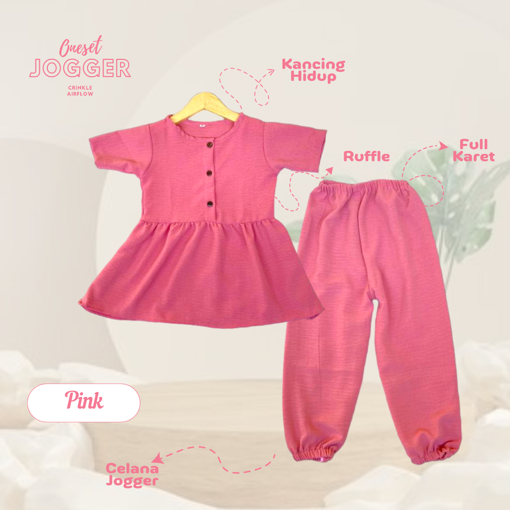 BAJU ANAK SETELAN JOGER ANAK PEREMPUAN//STELAN CRINKLE AIRFLOW