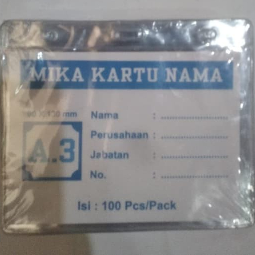 

PLASTIK ID I NAME TAG I PANITIA A3 ( 1 PACK ISI 100)