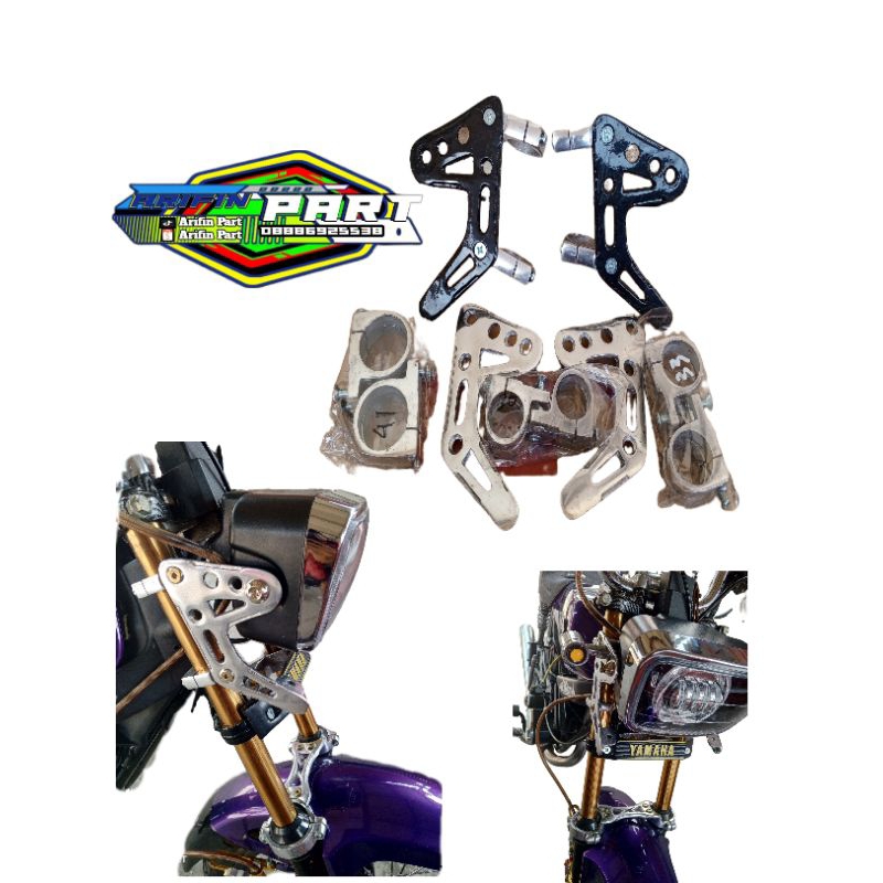 BREKET BRACKET BRICKET PANGKON LAMPU DEPAN DUDUKAN LAMPU DEPAN CNC AS 30 31 33 PNP RX KING RXK RXS C
