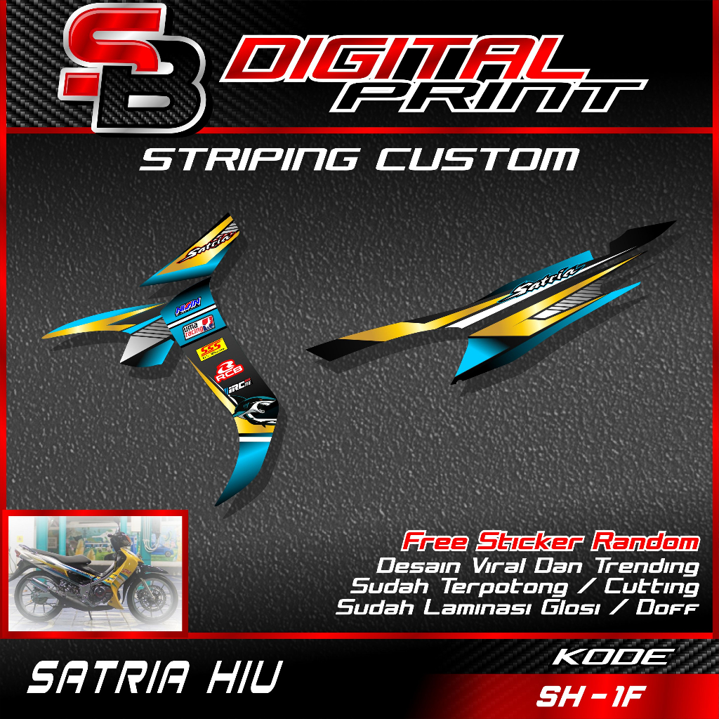 striping satria hiu - sticker satria hiu - striping variasi motor satria hiu bahan decal dan sudah d