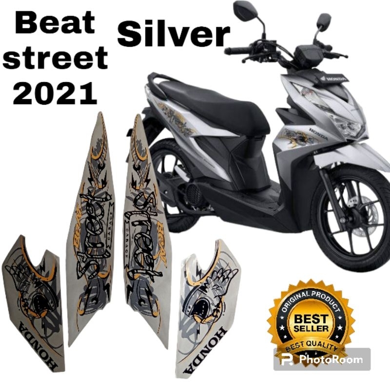 striping honda beat street 2021 silver, stiker lis body motor beat street 2021 silver