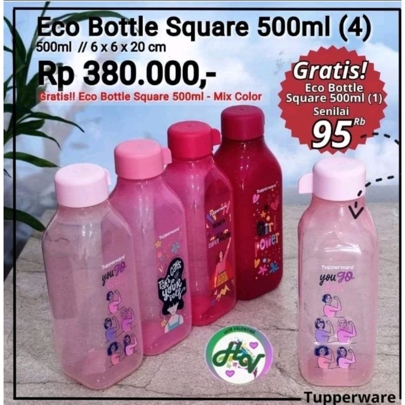TUPPERWARE Botol Eco (500 ml ) 4 Pcs free 1pc
