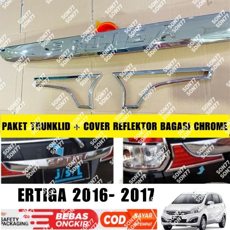 Paket Trunk Lid Reflektor Bagasi New Ertiga 2016 2017 Emboss Cover Chrome