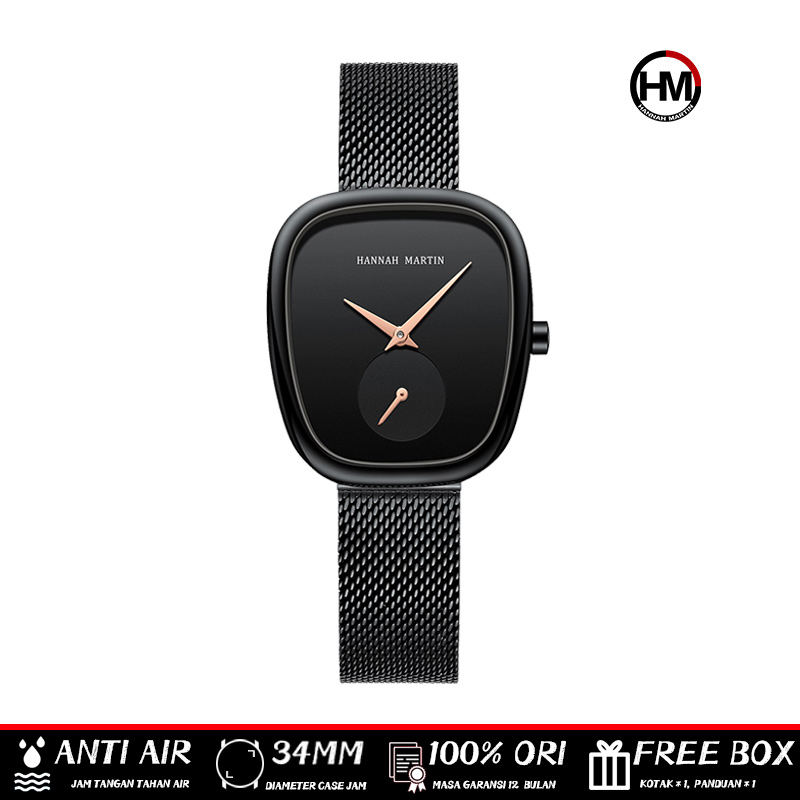 HANNAH MARTIN Jam Tangan Wanita Fashion Bisnis Display Kuarsa Tahan Air Jam Tangan Cewek 1251