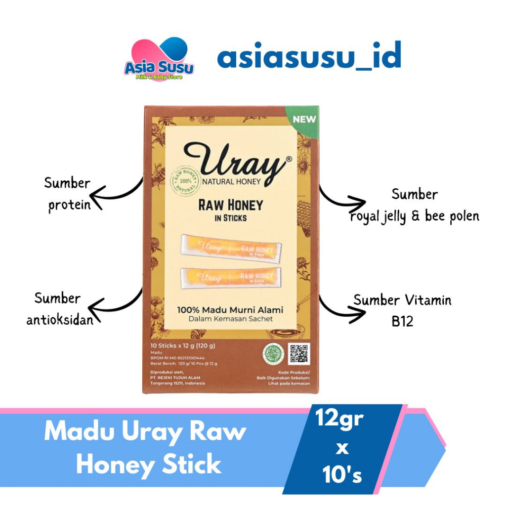 

Madu Uray Sachet 12gr x 10'S Raw Honey / Honey & Ginger in Sticks Box