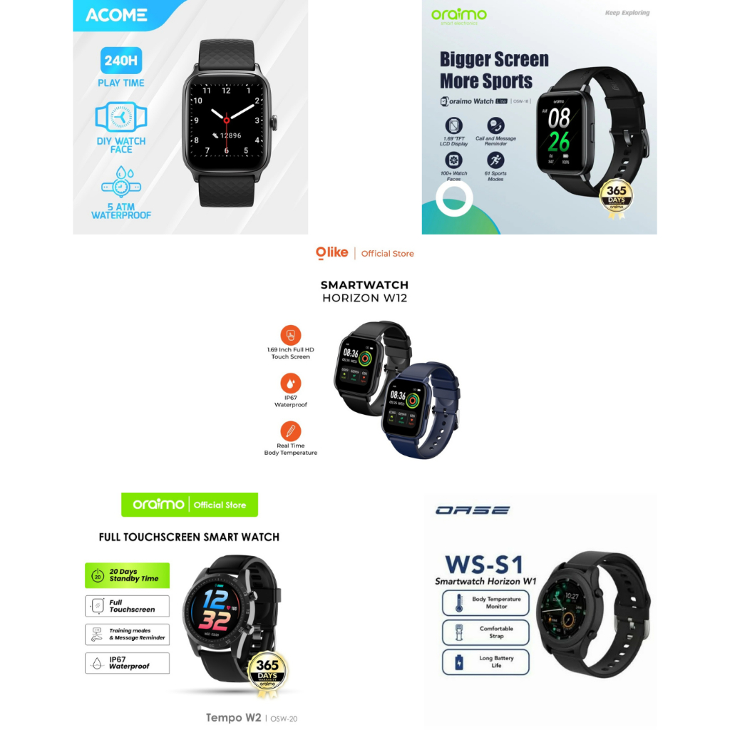 Smartwatch Oraomo, Olike, Acome, Oase Termurah/Original Bergaransi