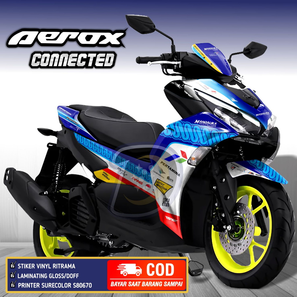 Decal Aerox Connected Striping Aerox 2021 Stiker Yamaha Aerox Connected Mandalika Racing