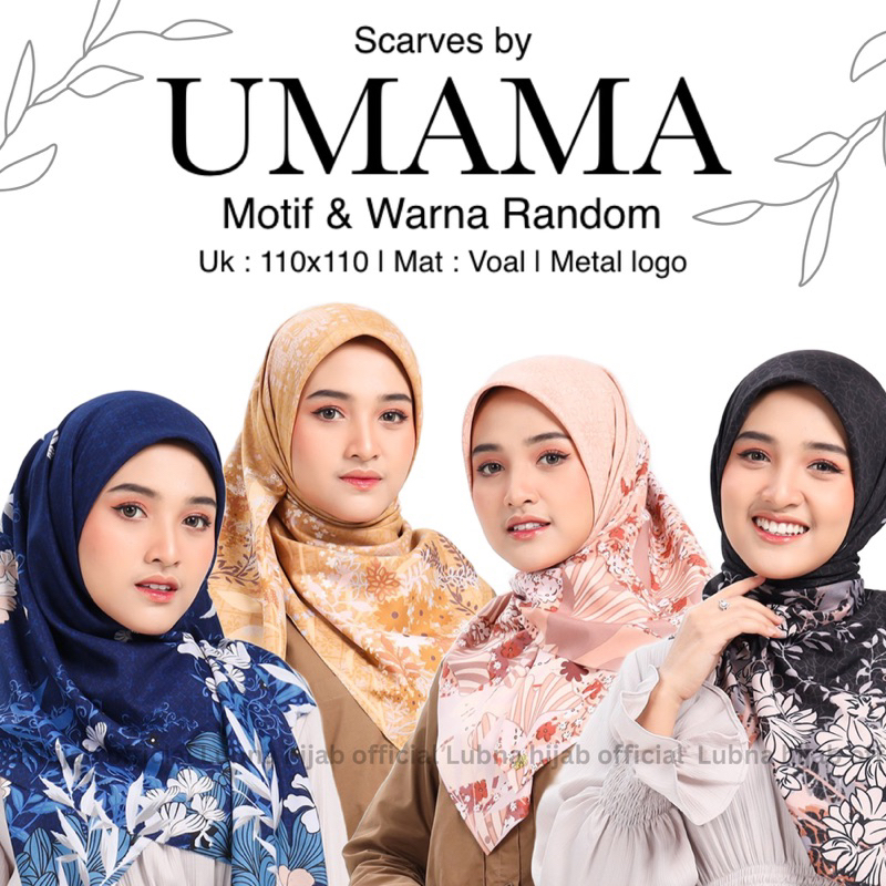 Kerudung Umama VOAL MOTIF LOGO Segi empat Katun Jilbab Hijab Polyester Polycotton